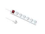 Base Múltipla 6 Tomadas Cabo 1,5m Branco com Interruptor