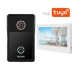 KIT Videoporteiro 2 Fios 7" com WIFI Botoneira Preta - TUYA - 1 Botão - SCHNELLE