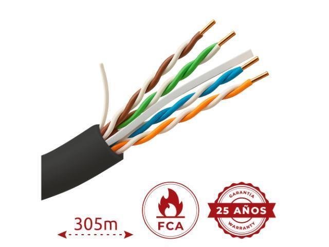 UTP6-305-BC-OUTDOOR_14741 Cabo UTP Cat 6 - 100% Cobre - 24AWG Preto - 305m – SAFIRE - Imagem de 1