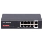 Switch 8 portas PoE + 2 Uplink RJ45 10/100 Mbps Até 100W