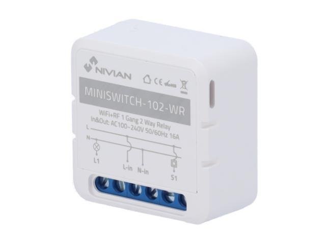 NVS-MINISWITCH-102-WR_16113 Relé inteligente de 1 linha - Nivian Smart - Imagem de 1